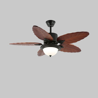 Plafonnier Ventilateur Virella en Bois Tropical et Verre