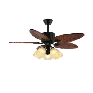 Plafonnier Ventilateur Virella en Bois Tropical et Verre