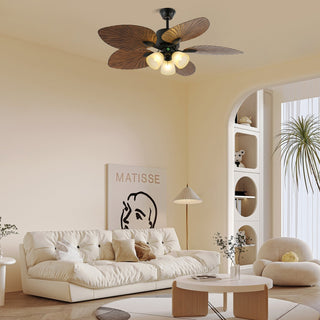 Plafonnier ventilateur Virel en bois tropical