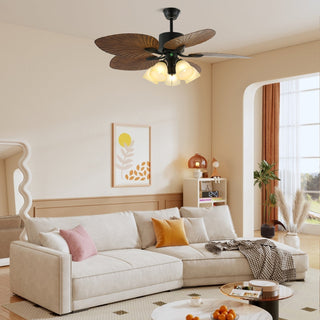 Plafonnier ventilateur Virel en bois tropical