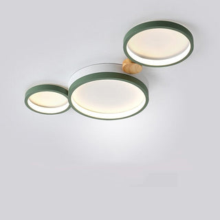 Zenar Plafonnier Rond Moderne. Métal/Bois. Blanc/Gris/Vert. Salon-Luire