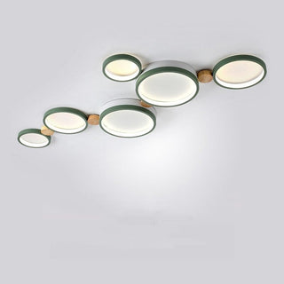 Zenar Plafonnier Rond Moderne. Métal/Bois. Blanc/Gris/Vert. Salon-Luire