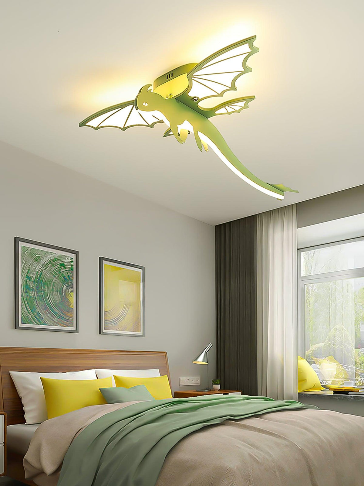 Valisse Plafonnier Dinosaure Vert LED