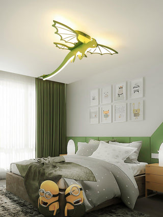 Lustra Plafonnier Dinosaure Vert LED