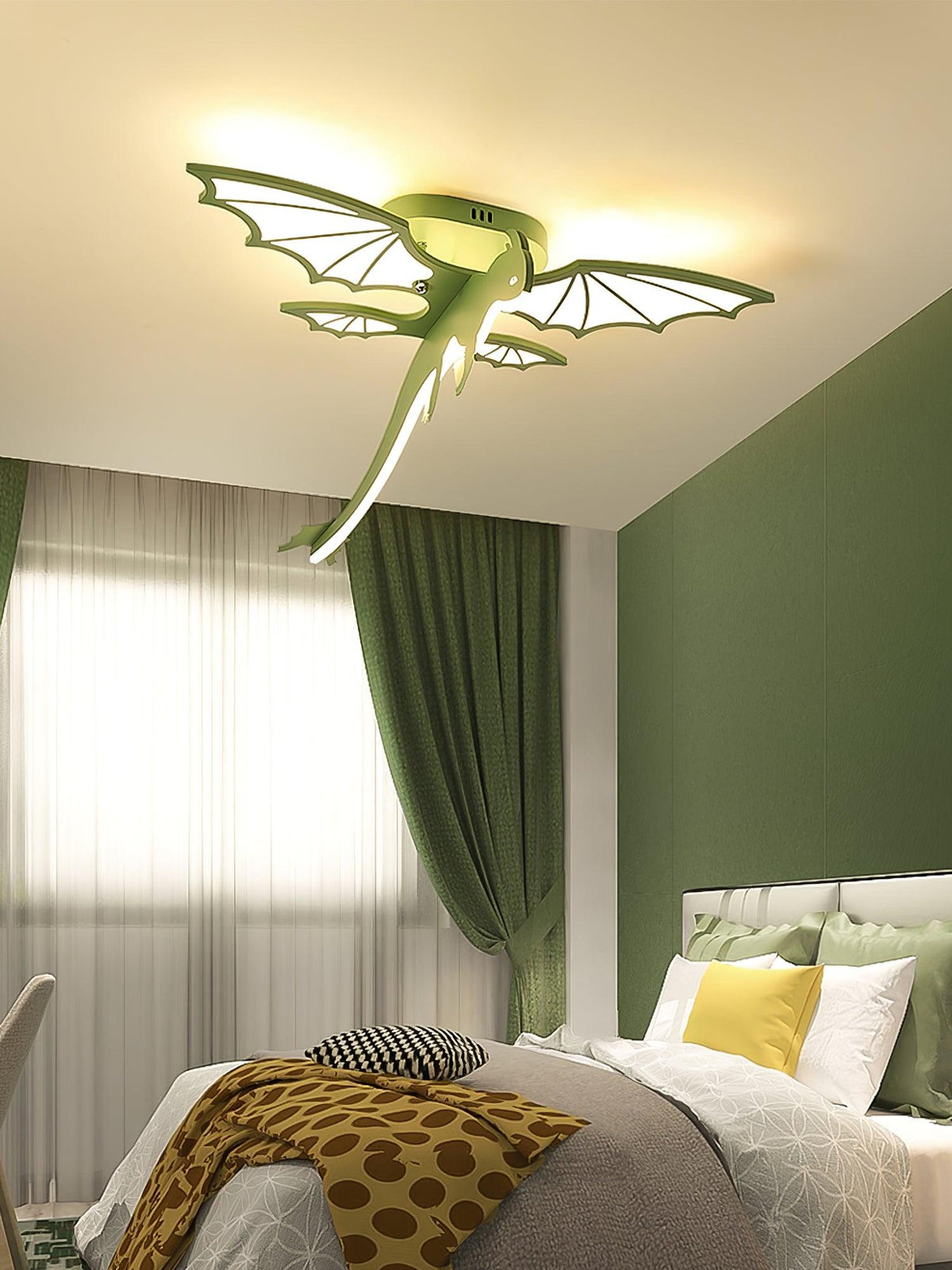 Valisse Plafonnier Dinosaure Vert LED