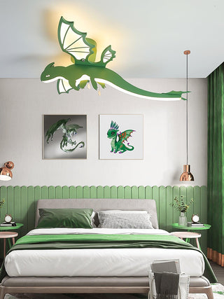 Lustra Plafonnier Dinosaure Vert LED