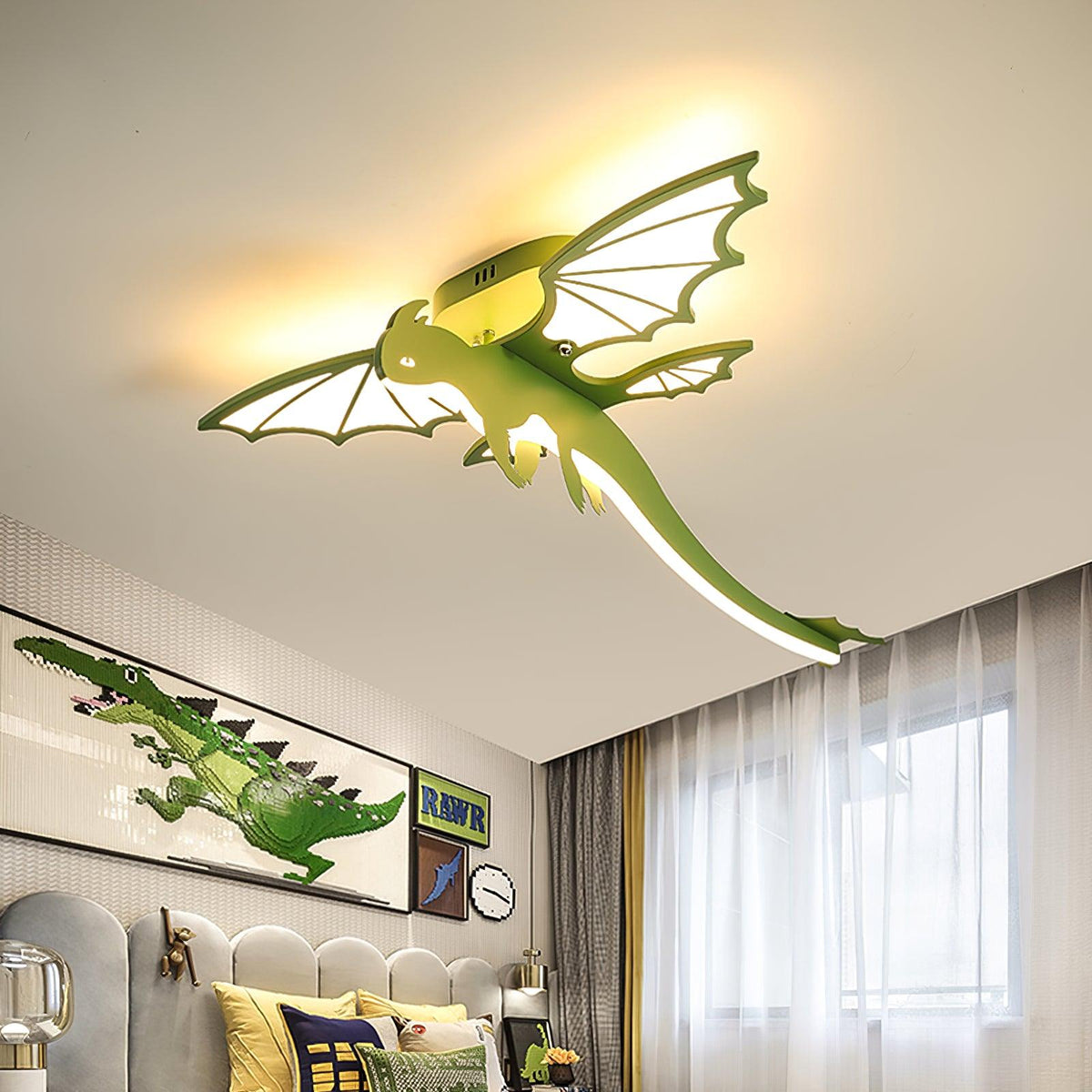 Valisse Plafonnier Dinosaure Vert LED