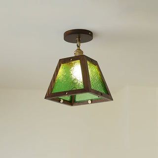 Green Patterned Glass Ceiling Light-Neutral Decor