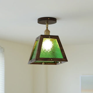 Green Patterned Glass Ceiling Light-Neutral Decor