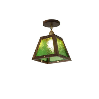 Green Patterned Glass Ceiling Light-Neutral Decor