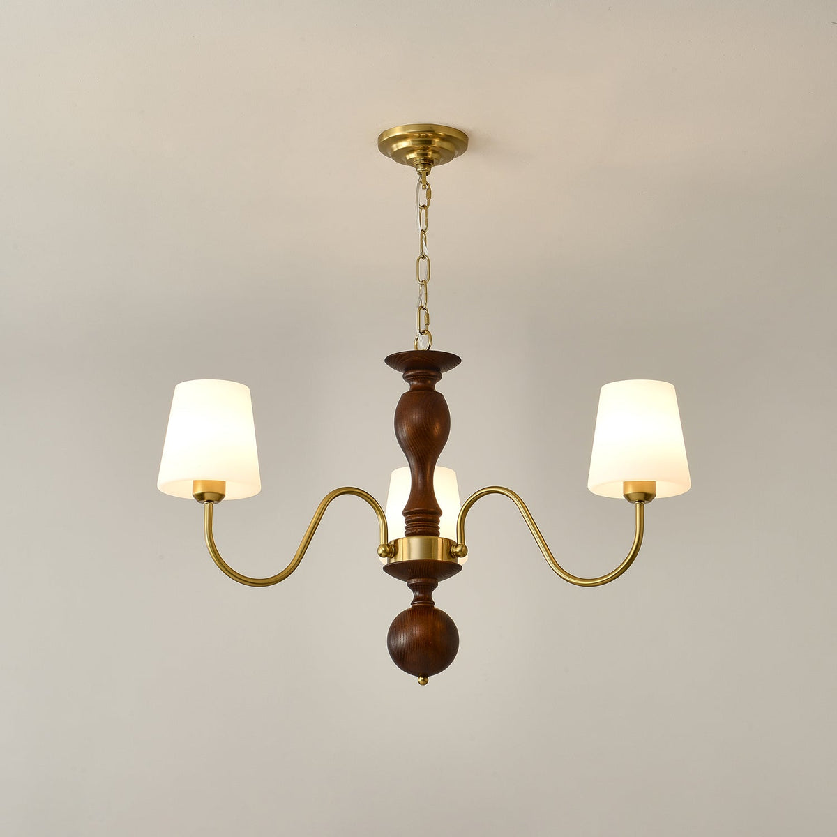 Evoris Lustre Laiton Bois Rustique Vintage