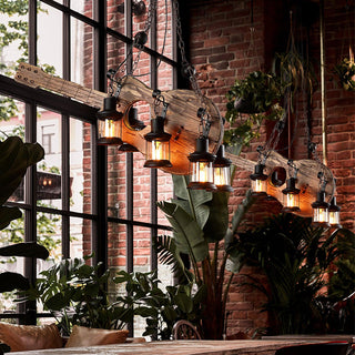 Lustra Suspension en Bois Vintage