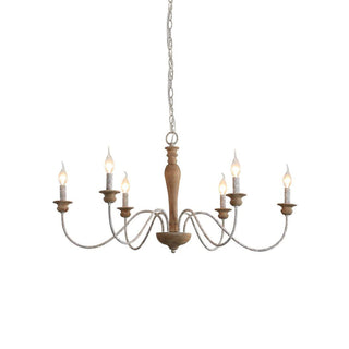 Illoros Lustre Bois Sculpté à la Main Bougie Vintage