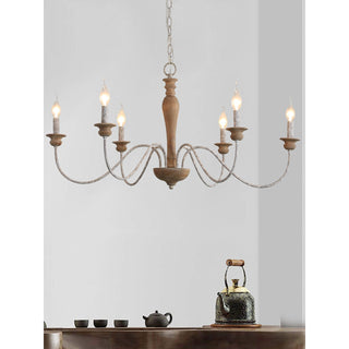Illoros Lustre Bois Sculpté à la Main Bougie Vintage