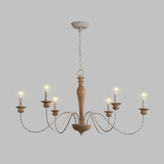 Illoros Lustre Bois Sculpté à la Main Bougie Vintage