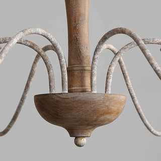 Illoros Lustre Bois Sculpté à la Main Bougie Vintage