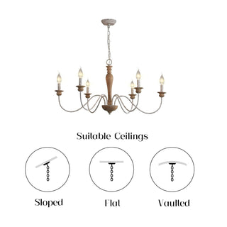 Illoros Lustre Bois Sculpté à la Main Bougie Vintage