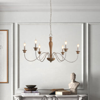 Illoros Lustre Bois Sculpté à la Main Bougie Vintage