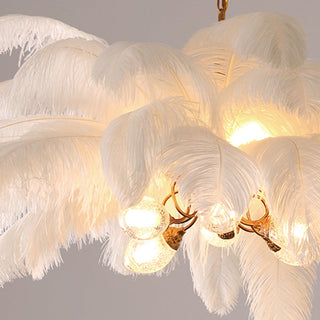 O'Moore Suspension Fleur Moderne, Cuivre/Plume, 8 Couleur, Salon