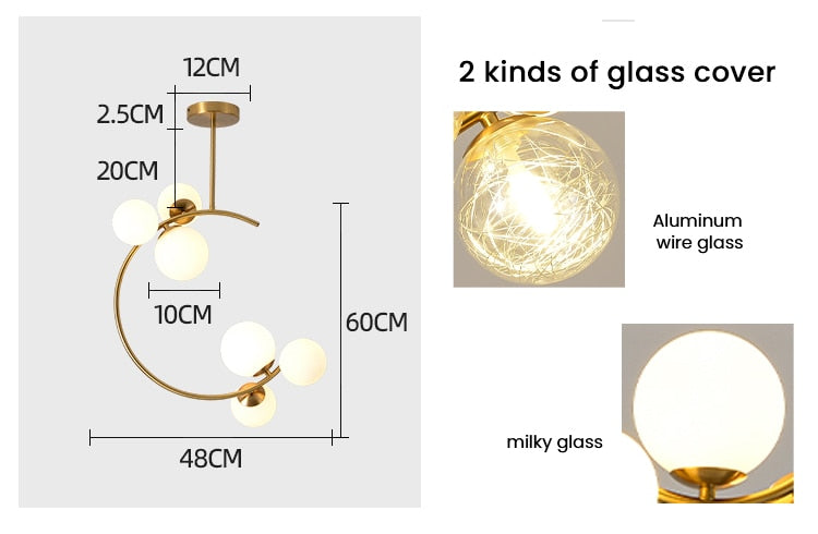 Valentina Boule de Verre Bulles Lampes Suspendues Lampes Dorées Suspension