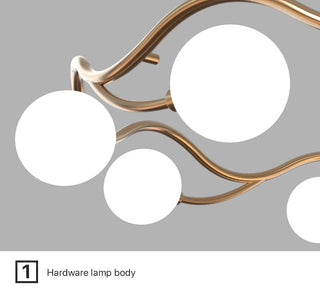 Valentina Lustre Modern Designe, Vague, Métal/Verre, Blanc/Or