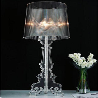 Kristy Lamp de Table Cylindre Moderne, Arcylique, Noir/Transparent, Salon