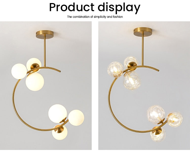 Valentina Boule de Verre Bulles Lampes Suspendues Lampes Dorées Suspension