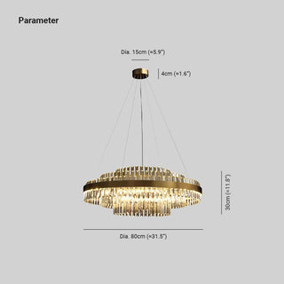 Kristy Design LED Luminaire Lustre Moderne Cristal Doré Salon