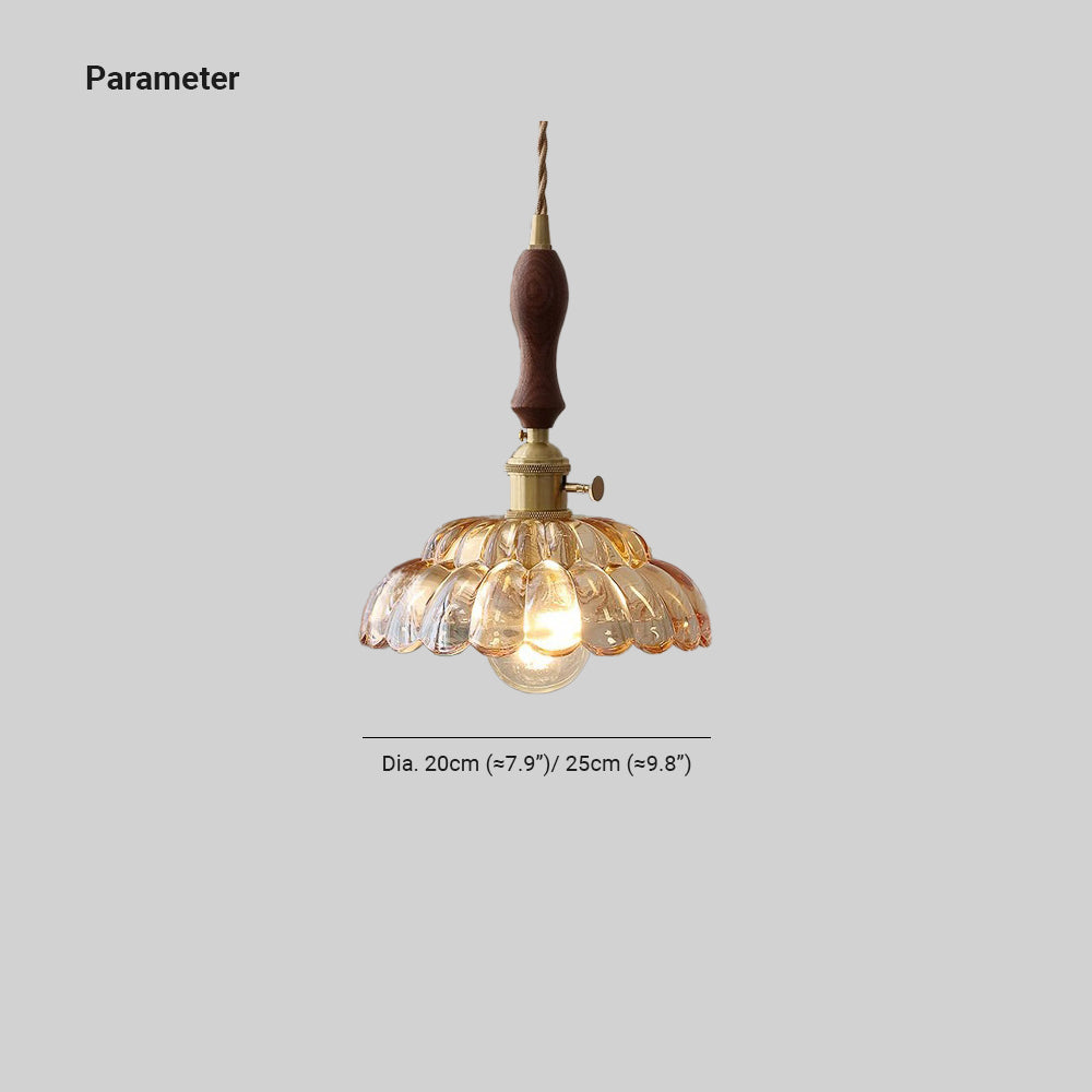 Valentina Moderne LED Suspension Bois Métal/Verre Chambre À Coucher