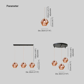 Valentina Polyèdre LED Suspension Métal Verre Cuisine Chambre à Coucher