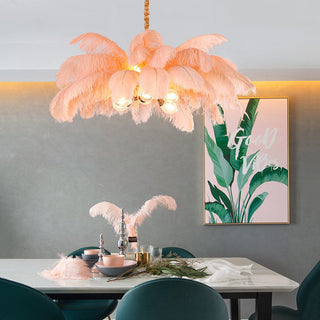 O'Moore Suspension Fleur Moderne, Cuivre/Plume, 8 Couleur, Salon