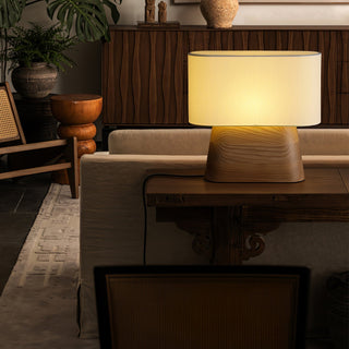 Grashen Lampe de Table en Bois Et Tissu