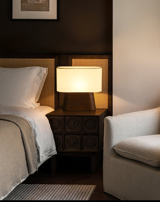 Grashen Lampe de Table en Bois Et Tissu