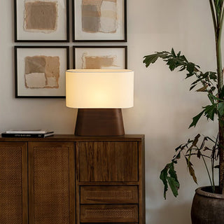 Grashen Lampe de Table en Bois Et Tissu