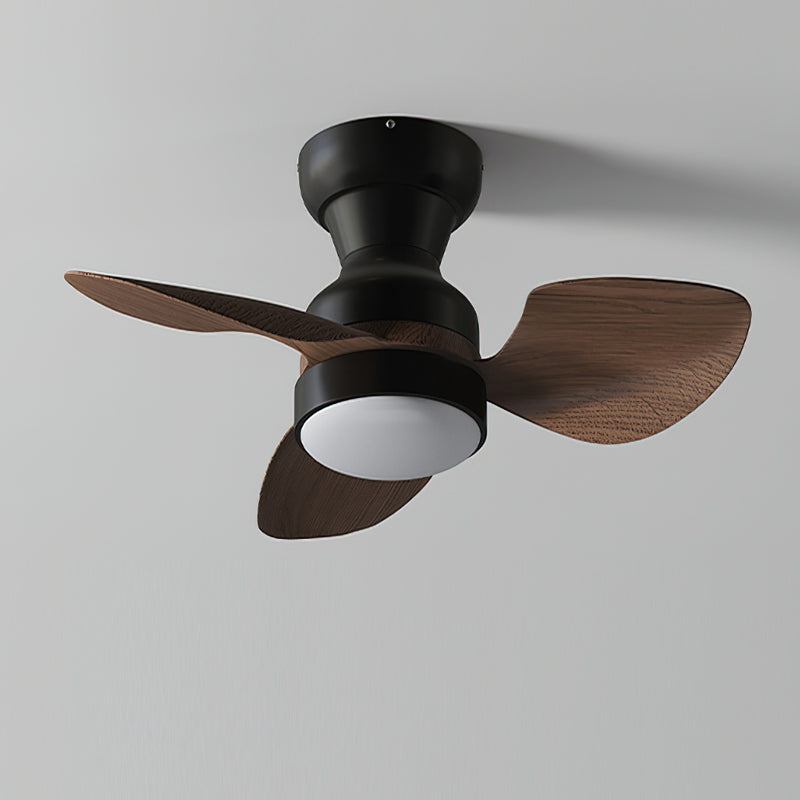 Side profile of the walnut Haiku ceiling fan light.