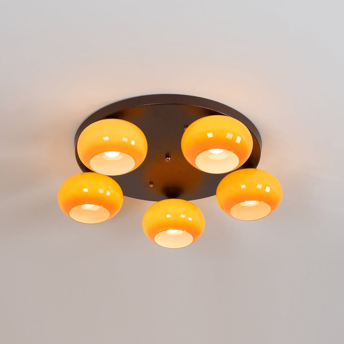Luno 5-Light Amber Glass Flush Mount Ceiling Light-Neutral Decor