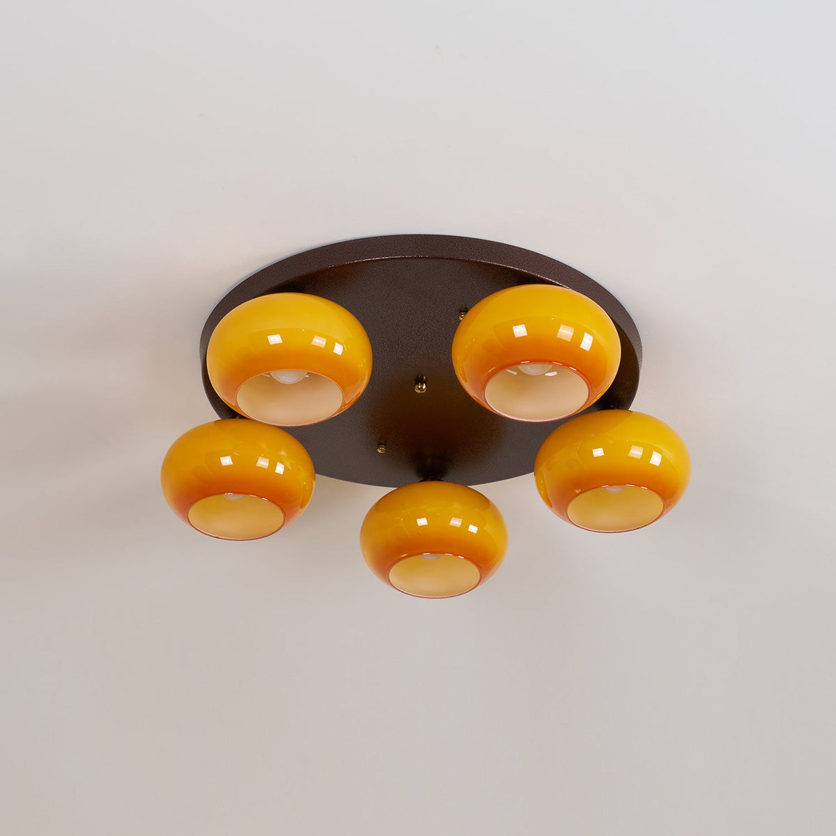 Luno 5-Light Amber Glass Flush Mount Ceiling Light-Neutral Decor