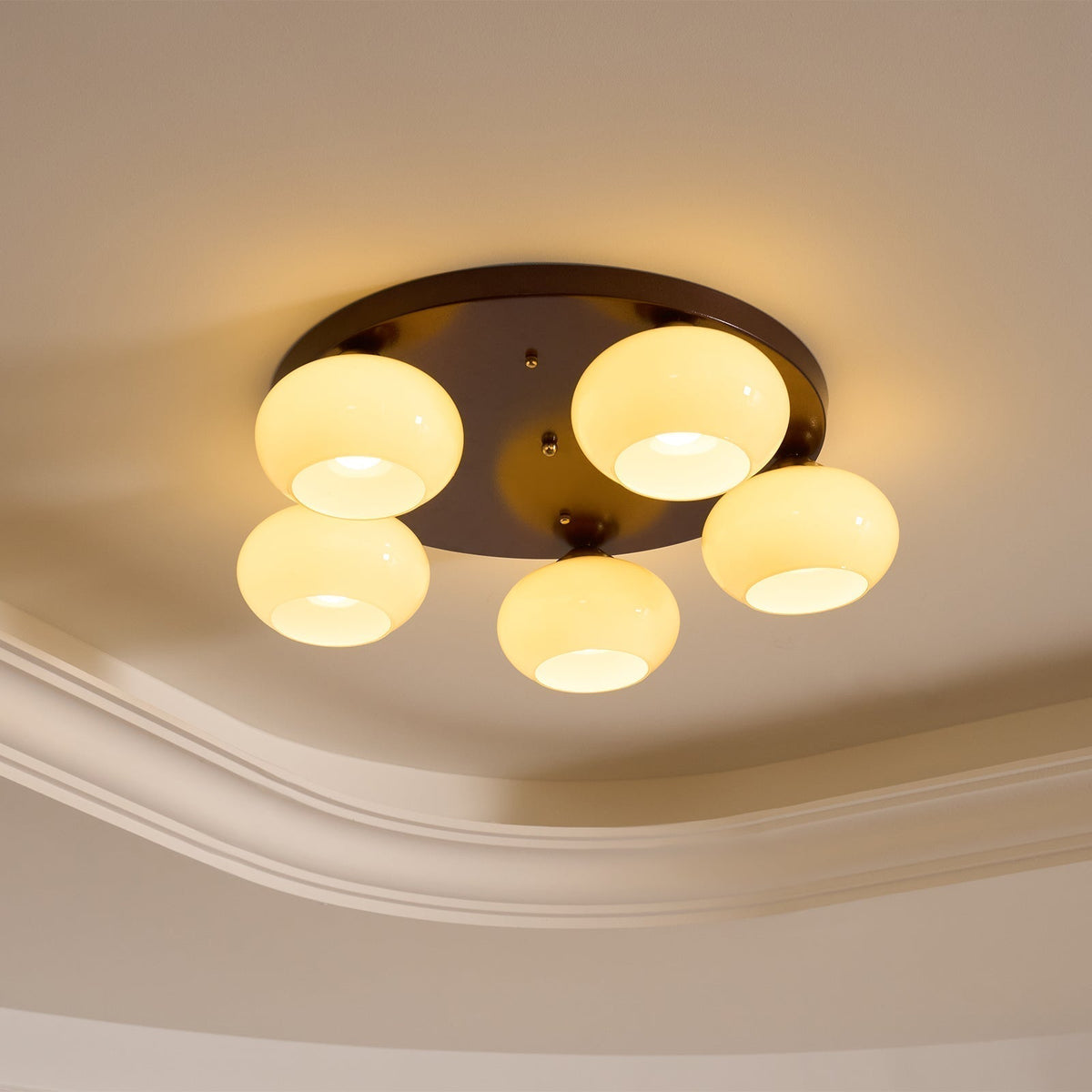 Luno 5-Light Amber Glass Flush Mount Ceiling Light-Neutral Decor