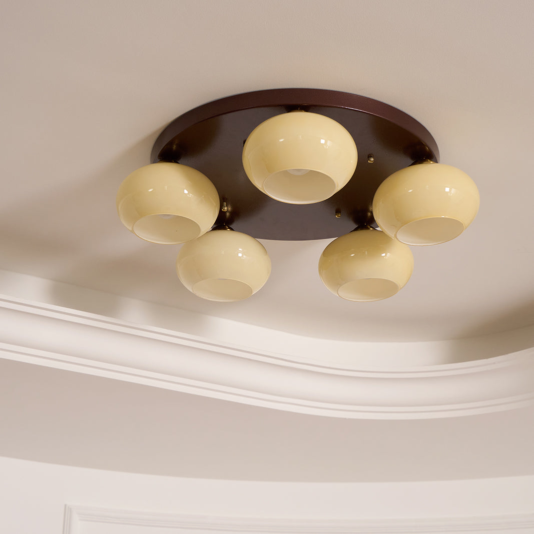 Luno 5-Light Amber Glass Flush Mount Ceiling Light-Neutral Decor