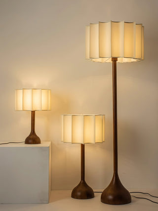 Livenq Lampe de Table en Bois Et Tissu Style Rétro