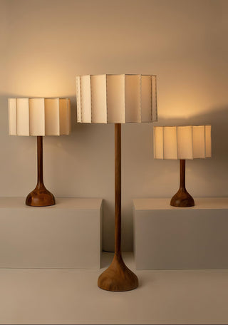 Livenq Lampe de Table en Bois Et Tissu Style Rétro