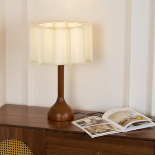 Livenq Lampe de Table en Bois Et Tissu Style Rétro