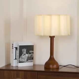Livenq Lampe de Table en Bois Et Tissu Style Rétro