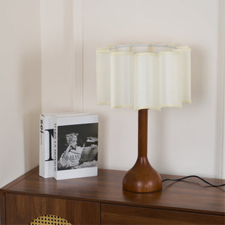 Livenq Lampe de Table en Bois Et Tissu Style Rétro