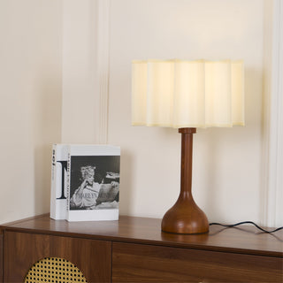 Livenq Lampe de Table en Bois Et Tissu Style Rétro