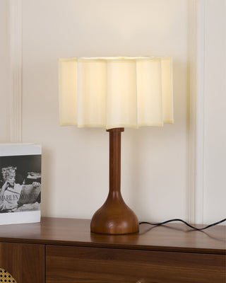 Livenq Lampe de Table en Bois Et Tissu Style Rétro