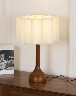 Livenq Lampe de Table en Bois Et Tissu Style Rétro