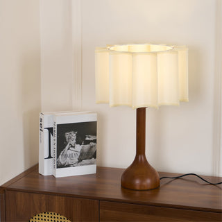Livenq Lampe de Table en Bois Et Tissu Style Rétro