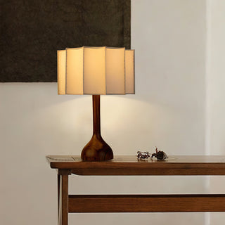 Livenq Lampe de Table en Bois Et Tissu Style Rétro