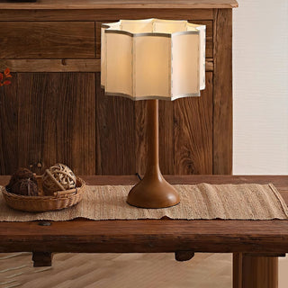 Livenq Lampe de Table en Bois Et Tissu Style Rétro
